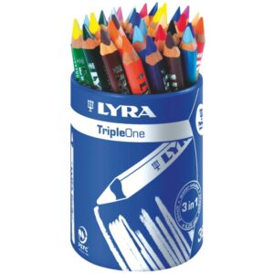 Pot rond plastique de 36 crayons de couleur aquarellables Triple One