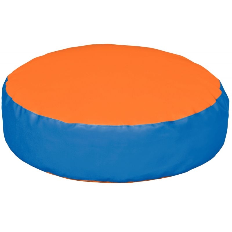 Pouf rond bleu/orange