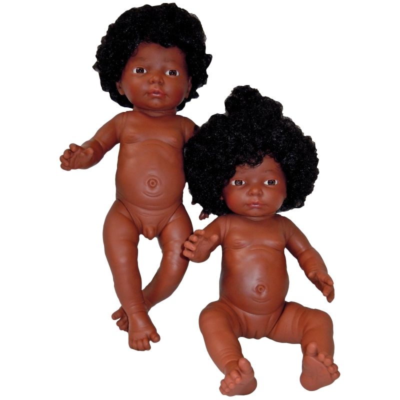 Poupée fille, 42 cm, africaine avec des cheveux