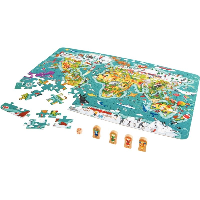 Puzzle 100 pièces + jeu, le tour du monde