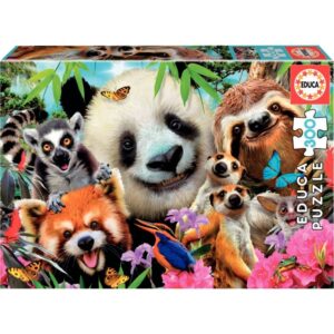 Puzzle 300 pièces, selfie animaux de la jungle