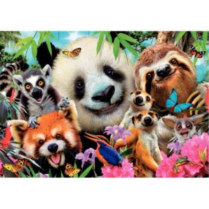 Puzzle 300 pièces, selfie animaux de la jungle