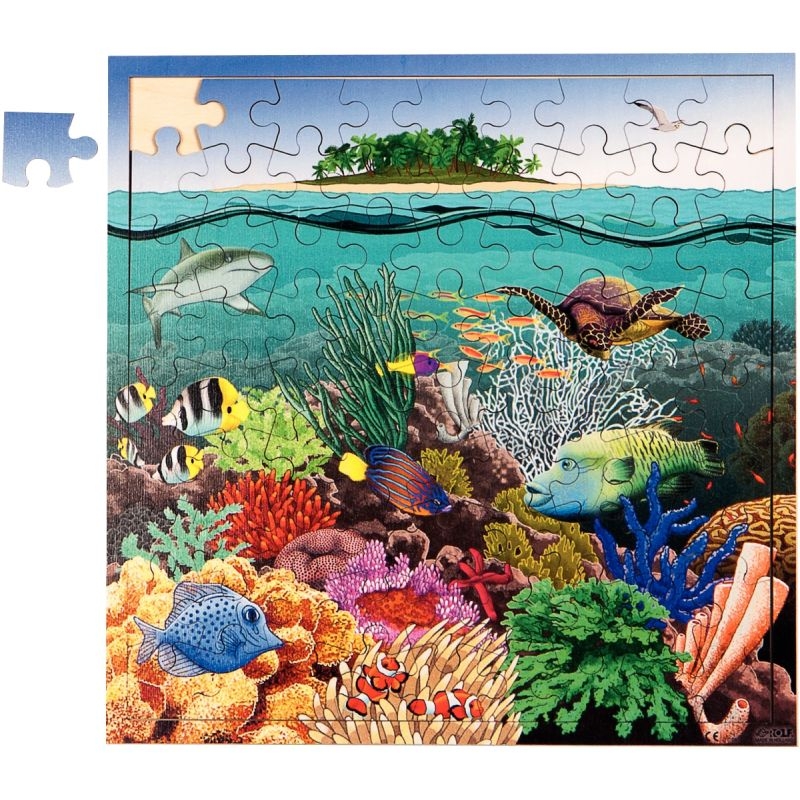 Puzzle de 81 pièces en bois, la barrière de corail