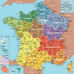 Puzzle en bois d’environ 100 pièces, la carte des départements de France