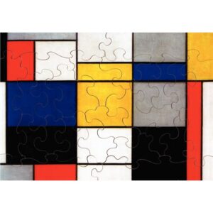Puzzle en bois d’environ 24 pièces, COMPOSITION 123 de MONDRIAN