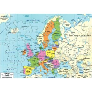 Puzzle en bois d’environ 50 pièces, la carte de l’Europe