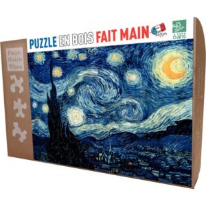 Puzzle en bois d’environ 50 pièces, NUIT ETOILEE de Vincent VAN GOGH