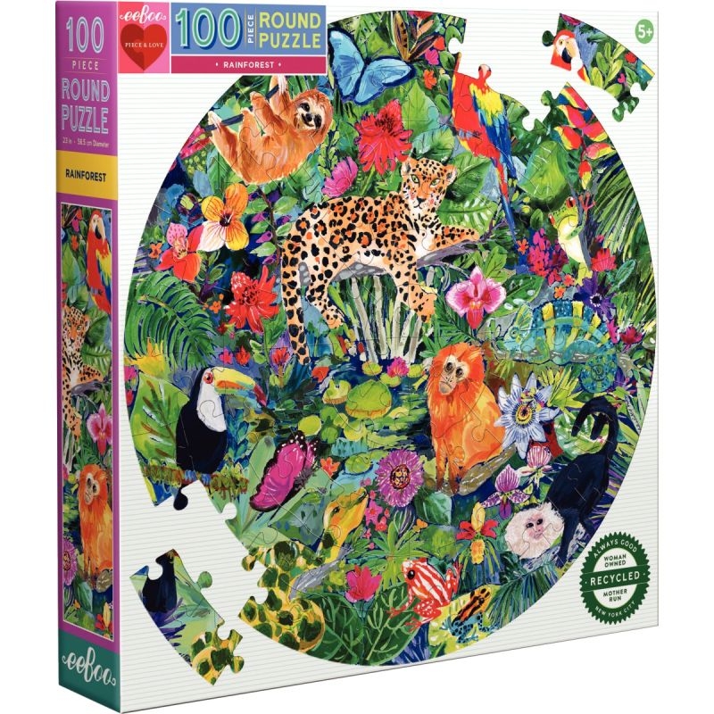 Puzzle rond de 100 pièces EEBOO, la forêt tropicale