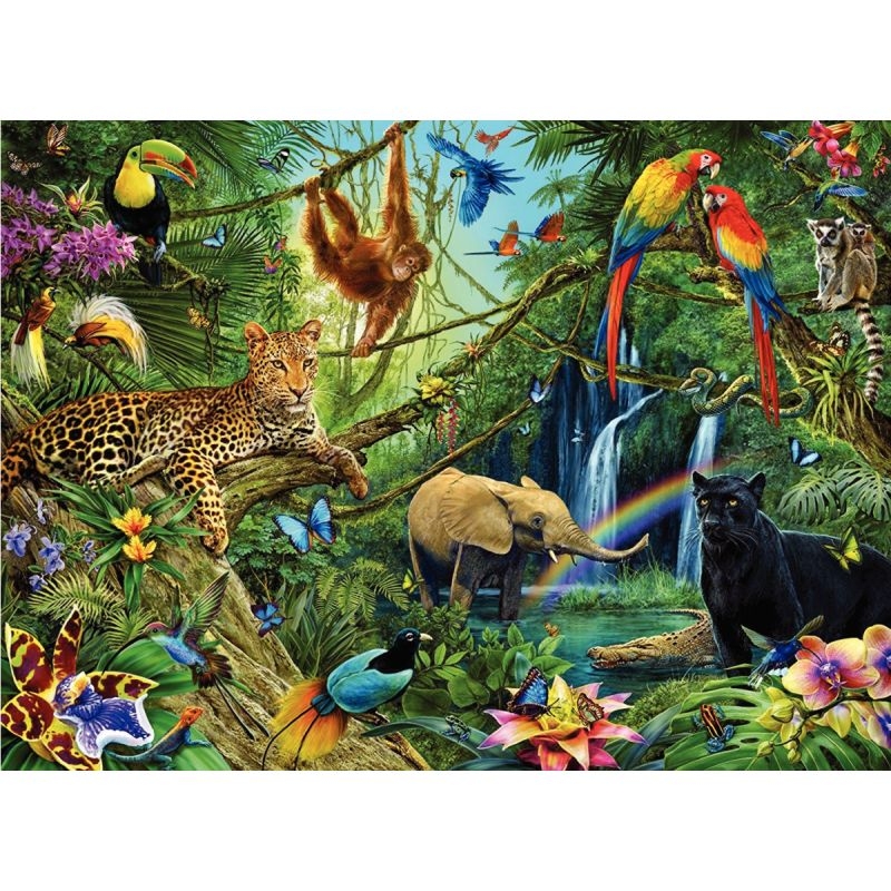 Puzzle XXL 200 pièces, les animaux de la jungle