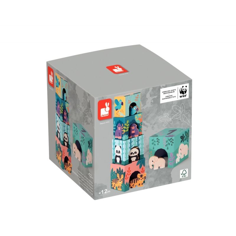 Pyramide 5 cubes + figurines animaux