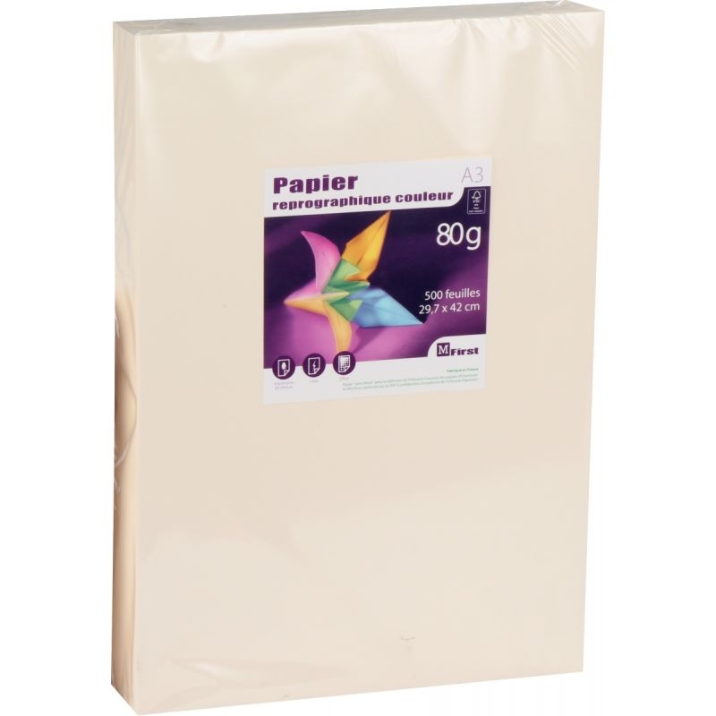 Rame de 500 feuilles de papier 80g de format A3 ivoire FIRST