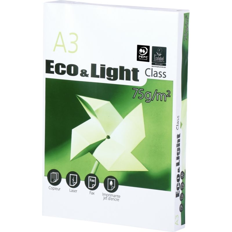 Rame de 500 feuilles de papier blanc 75g de format A3 ECO&LIGHT