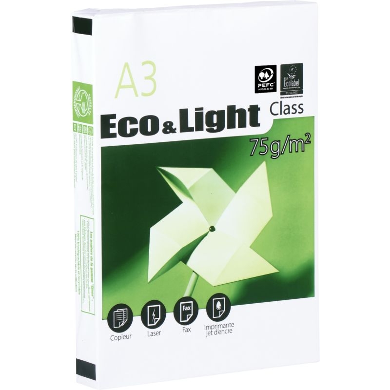 Rame de 500 feuilles de papier blanc 75g de format A3 ECO&LIGHT