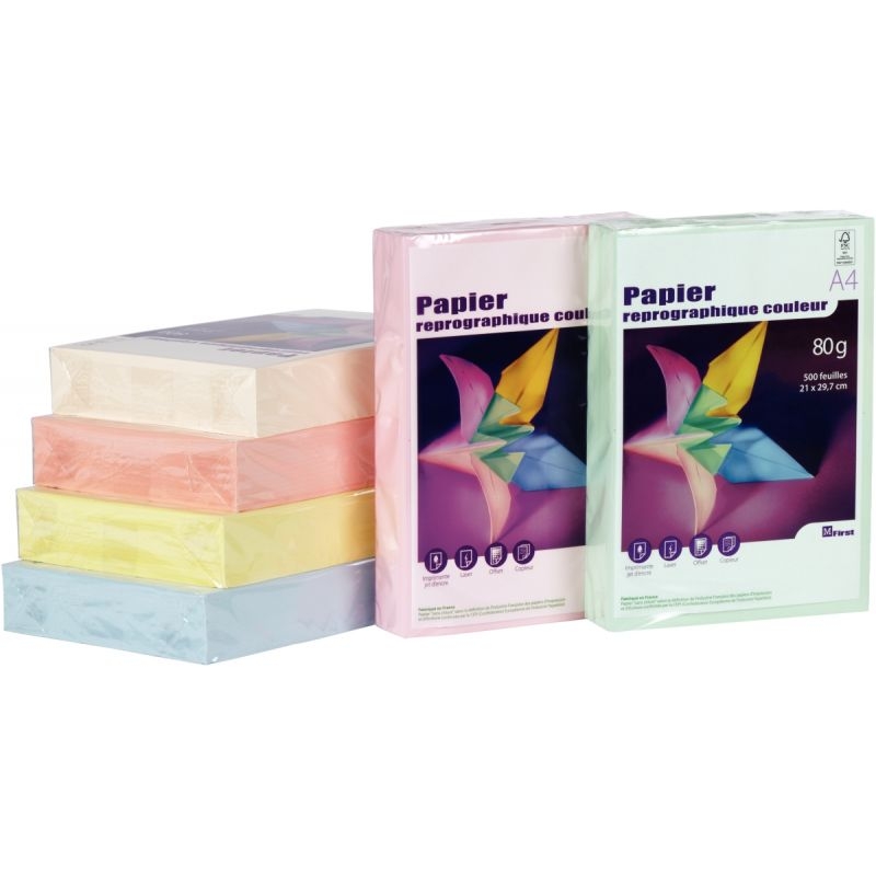 Ramette de 500 feuilles de papier 80g de format A4 bleu FIRST