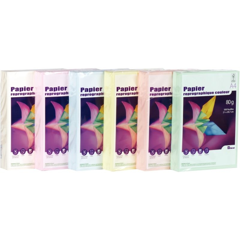 Ramette de 500 feuilles de papier 80g de format A4 bleu FIRST