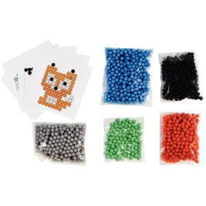 Sac de 1500 aquaperles et 10 modèles, 3 x 3mm, en 5 coloris assortis