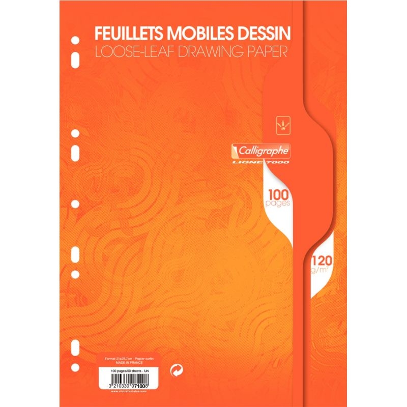Sachet 50 feuillets mobiles dessin blanc