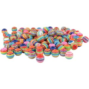 Sachet d’environ 200 perles rondes multicolores, diamètre 12 mm