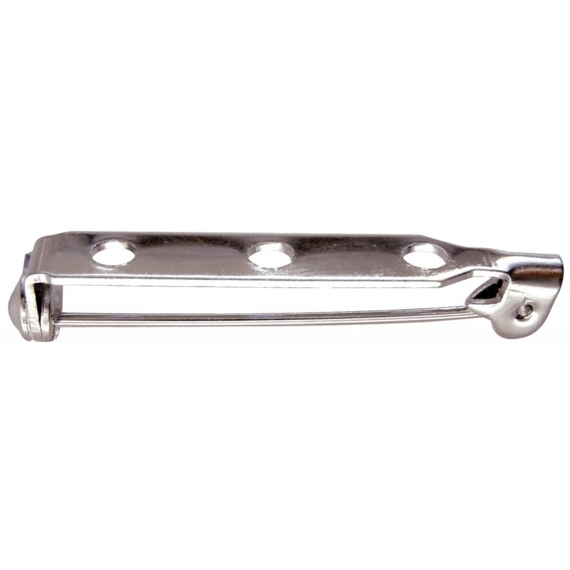 Sachet de 10 attaches broche à coller ou à coudre argent longueur 27 mm modèles nickelés