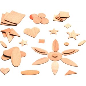 Sachet de 100 formes assorties en bois naturel