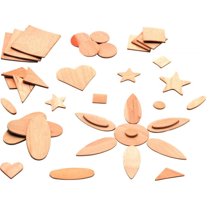 Sachet de 100 formes assorties en bois naturel