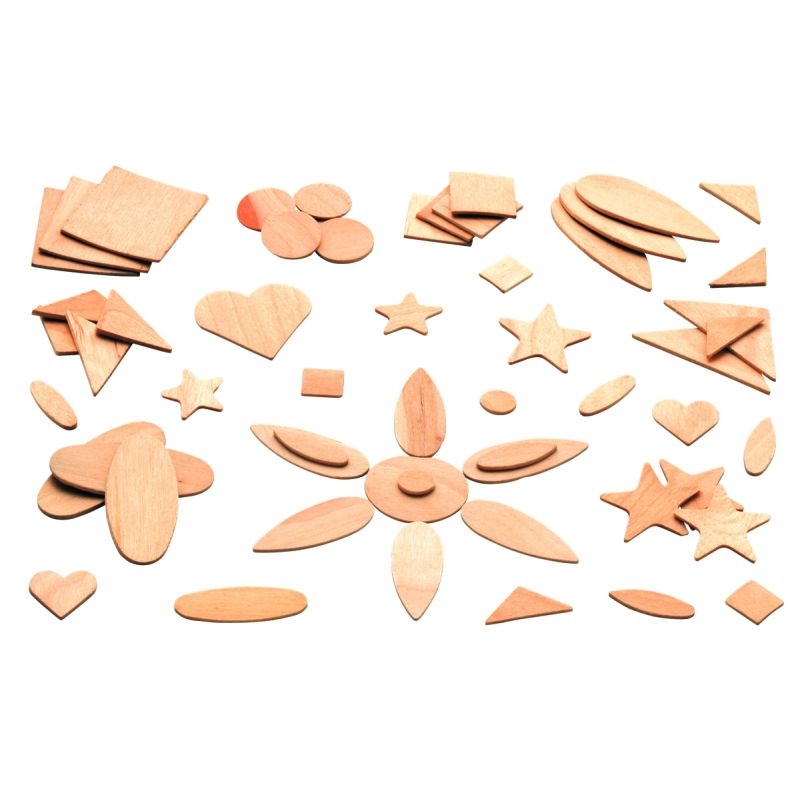 Sachet de 100 formes assorties en bois naturel