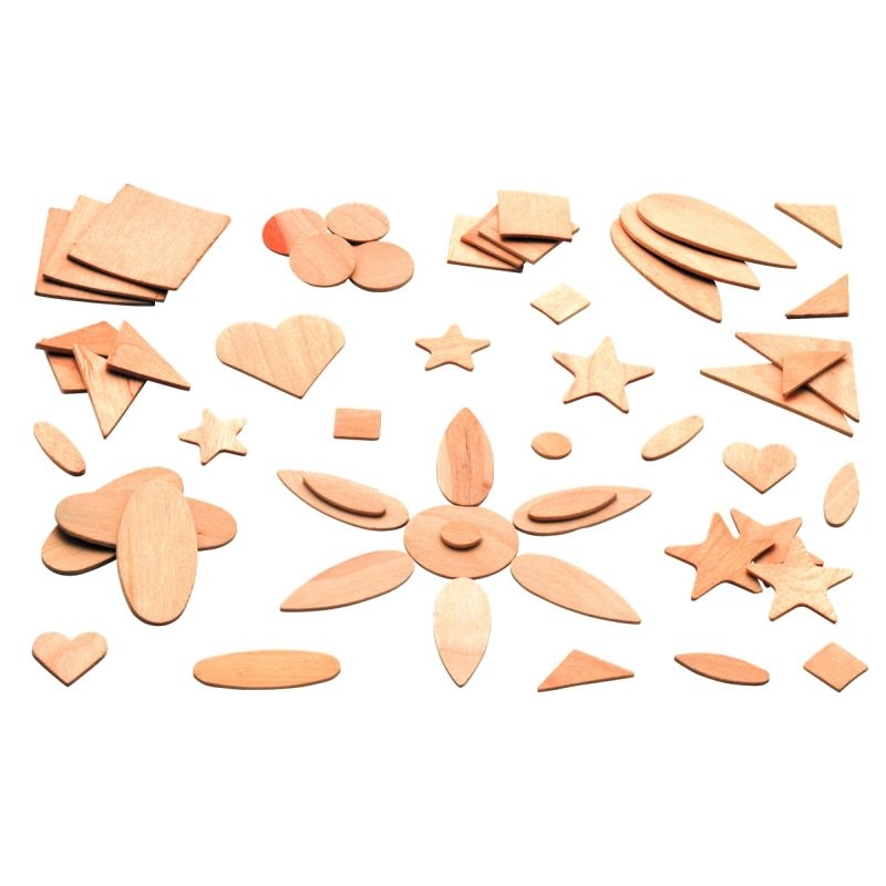 Sachet de 100 formes assorties en bois naturel