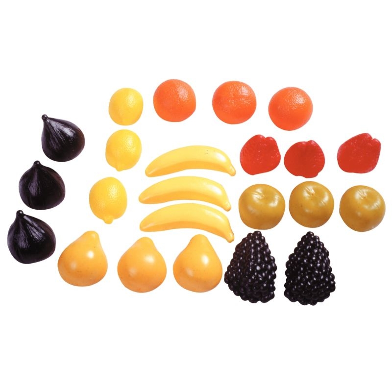 Sachet de 24 fruits petits modèles assortis, en plastique