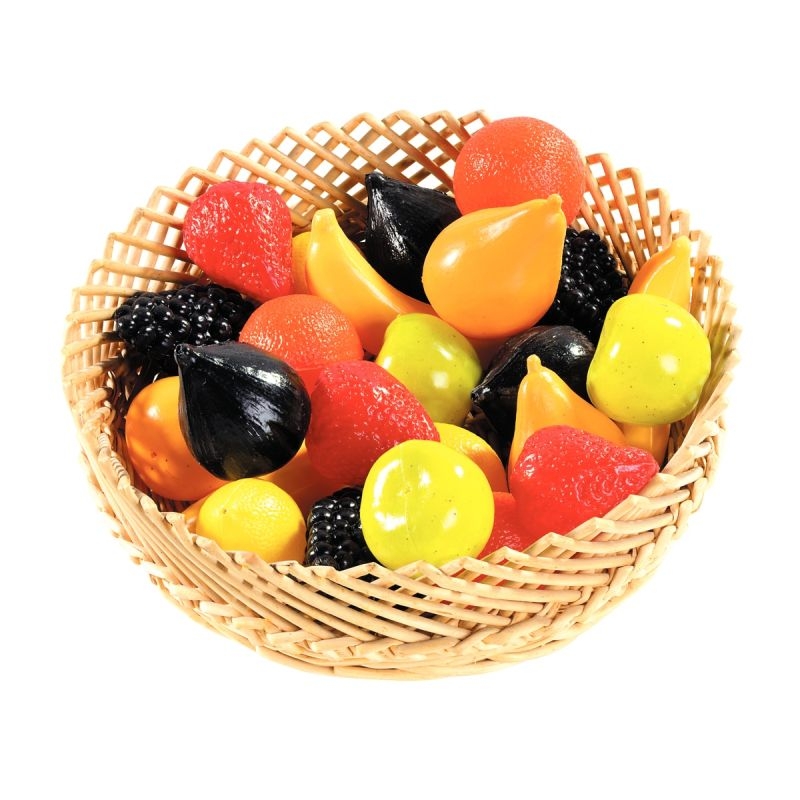 Sachet de 24 fruits petits modèles assortis, en plastique