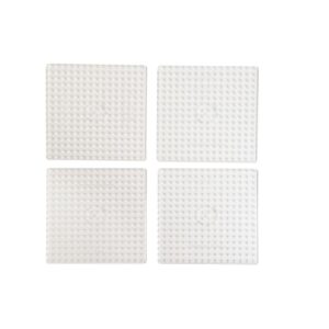 Sachet de 4 plaques préformées pour perles Hama taille maxi, formes carrées tranparentes : 15,8 x 15,8 cm