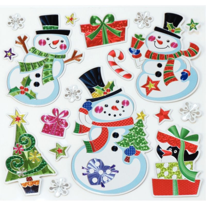 Sachet de 48 stickers effet métallisé formes de Noël assorties