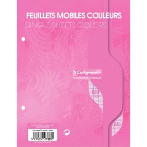 Sachet de 50 feuillets mobiles coloris rose