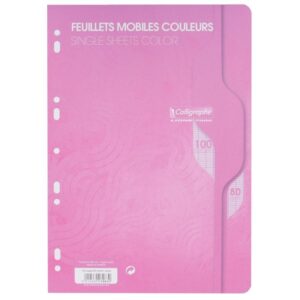 Sachet de 50 feuillets mobiles coloris rose