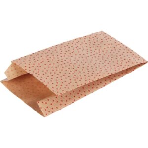 Sachet de 50 pochettes en papier kraft format 11 x 21 cm motif cœur rouge