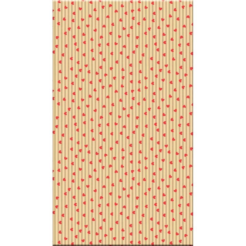 Sachet de 50 pochettes en papier kraft format 11 x 21 cm motif cœur rouge