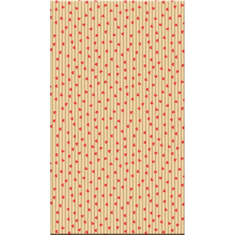 Sachet de 50 pochettes en papier kraft format 11 x 21 cm motif cœur rouge