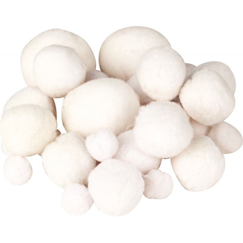 Sachet de 72 pompons blancs tailles assorties