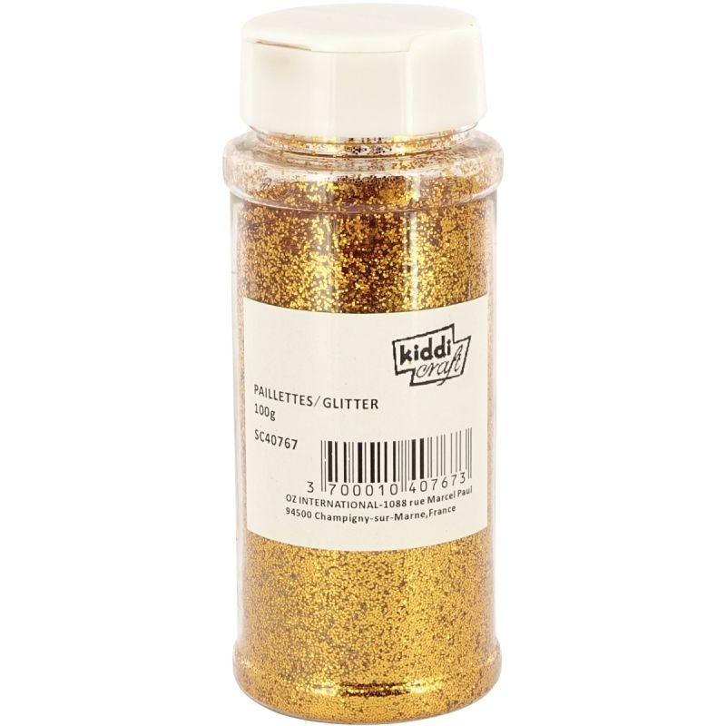 Salière de 100 grammes de poudre scintillante or