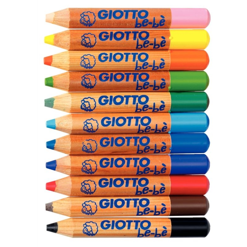 Crayons Giotto bébé + 1 taille crayon packs de 12 couleurs vives