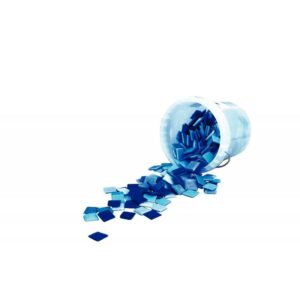 Seau de 1 litre de mosaïques 2×2 cm en pâte de verre panaché bleu
