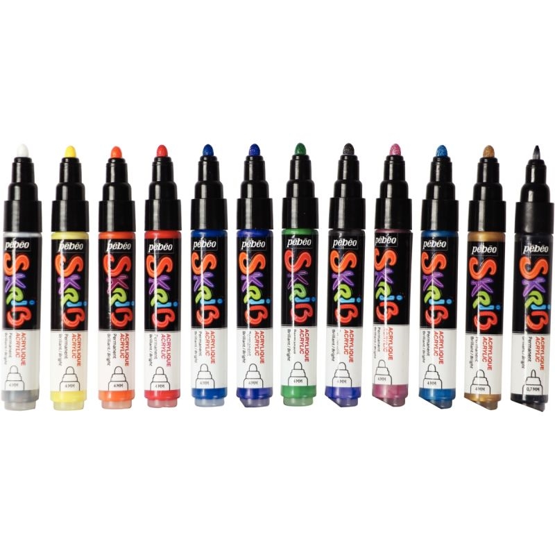 Set de 12 marqueurs acrylique coloris basiques