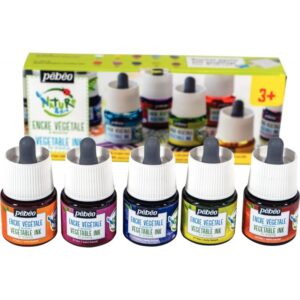 Set de 5 flacons 45ml d’encre à dessiner végétale,  couleurs secondaires