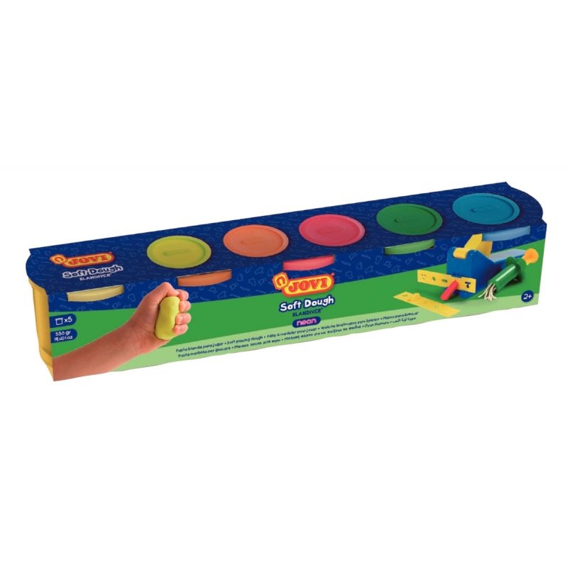 Set de 5 pots de 125 grammes de pâte à jouer blandiver couleurs fluo assorties