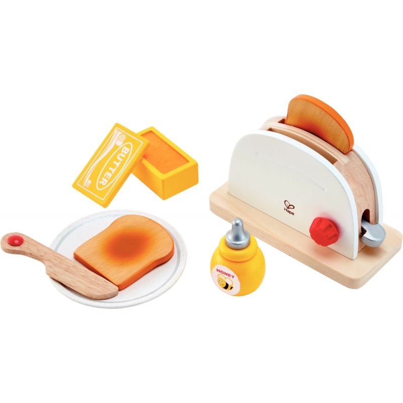 Set toaster en bois blanc et accessoires