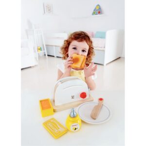 Set toaster en bois blanc et accessoires