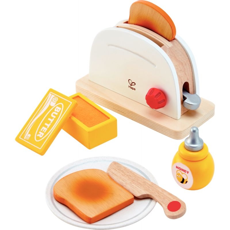 Set toaster en bois blanc et accessoires