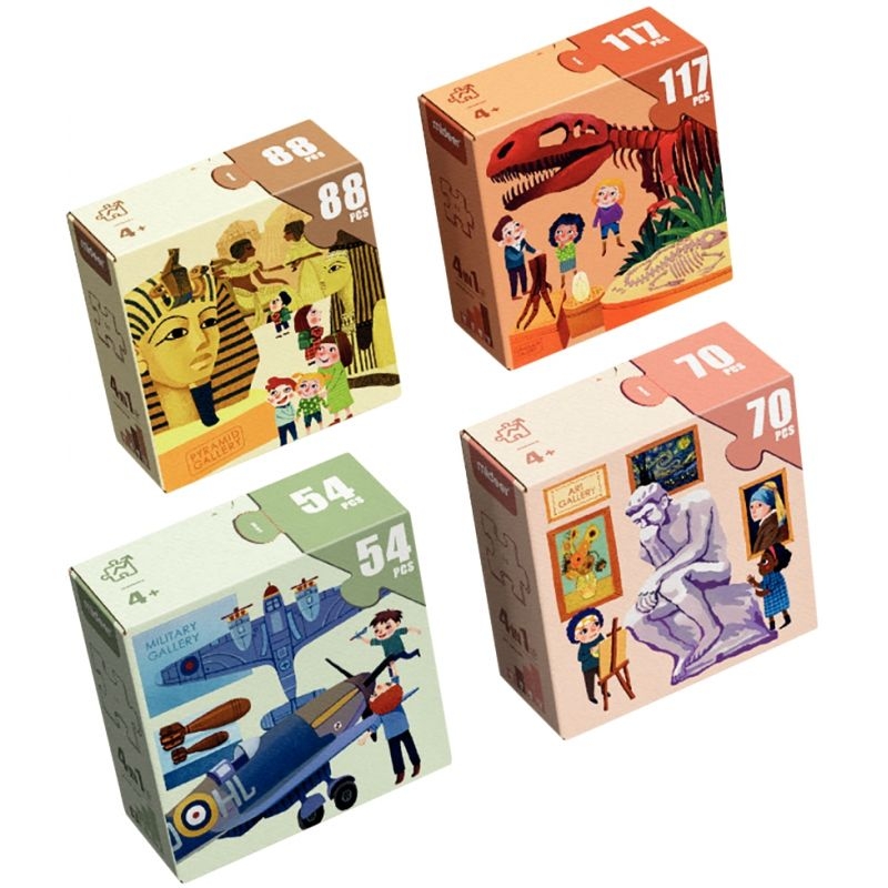 Coffret de 4 puzzles progressifs, les musées