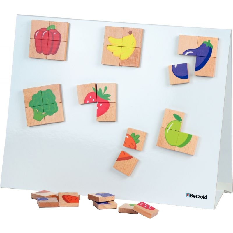 Puzzles 32 blocs magnétiques, les fruits et légumes