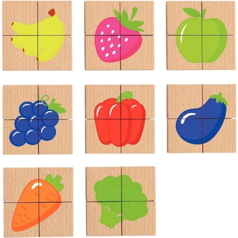 Puzzles 32 blocs magnétiques, les fruits et légumes