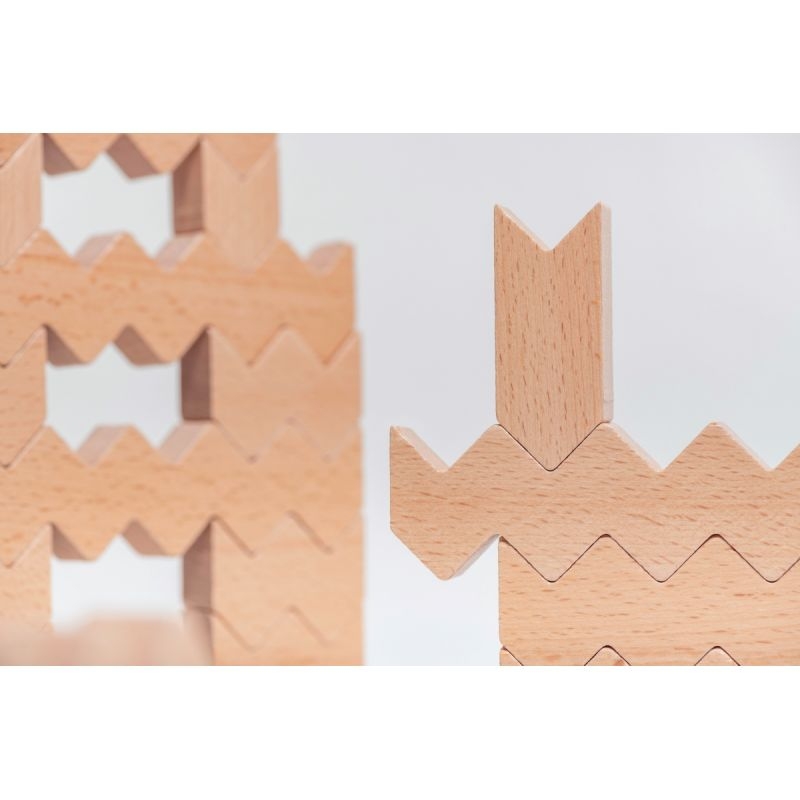 Boite de 30 ZIGZAG BLOCKS en bois naturel